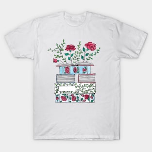 Blooming Stack of Books T-Shirt